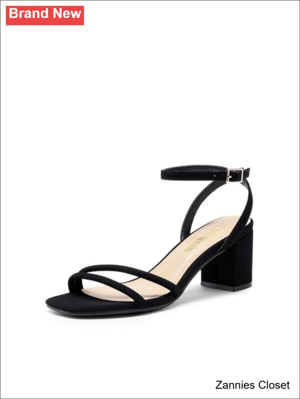 ✨ Women's Chunky Block Heel Sandals Faux Leather Ankle Strap Square Toe
